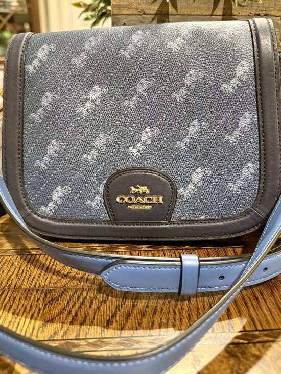 Coach Handbags - Coach Georgie Saddle Bag With Horse And Carriage Dot Print - Blue